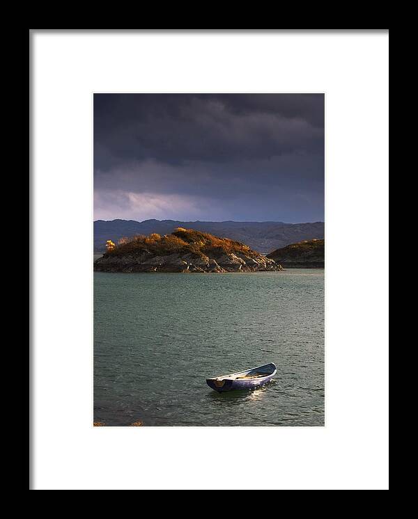 Anchored Framed Print featuring the photograph Boat On Loch Sunart, Scotland by John Short