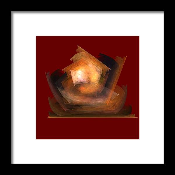 Bold Framed Print featuring the digital art Bold Shapes on Red by Richard Ortolano