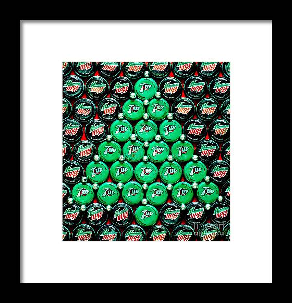 Christmas Framed Print featuring the mixed media Bottle Caps Christmas Tree by Christopher Shellhammer