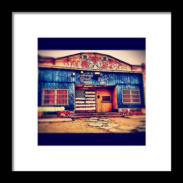Building Framed Print featuring the photograph #boxing #gym #abandoned #flag #graffiti by CactusPete AZ