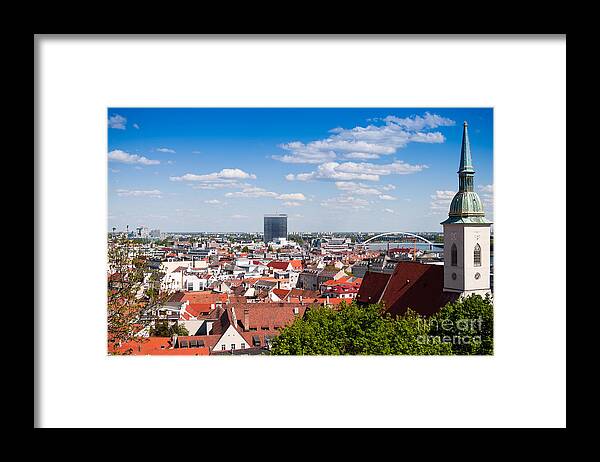 Bratislava Framed Print featuring the photograph Bratislava Roofs by Les Palenik