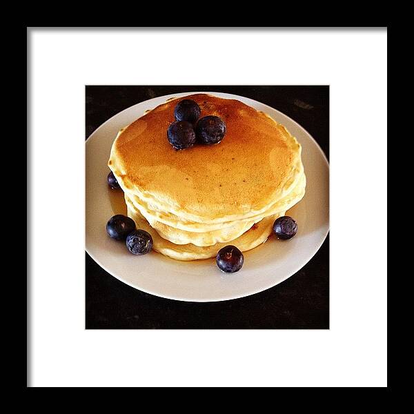 Blueberry Pancakes Maple Syrup Breakfast Food Kitchen Eat Fruit Framed Print featuring the photograph Breakfast by Gemma Sharratt