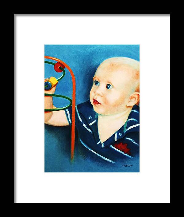 Children Framed Print featuring the painting Brent by Peggy Wrobleski