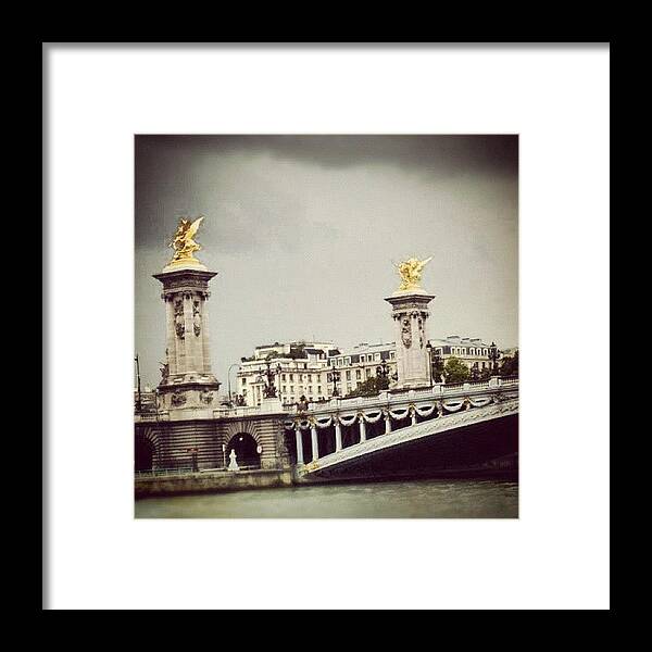 Bridge Framed Print featuring the photograph #bridge #romantic #paris #france by Jenny Mills