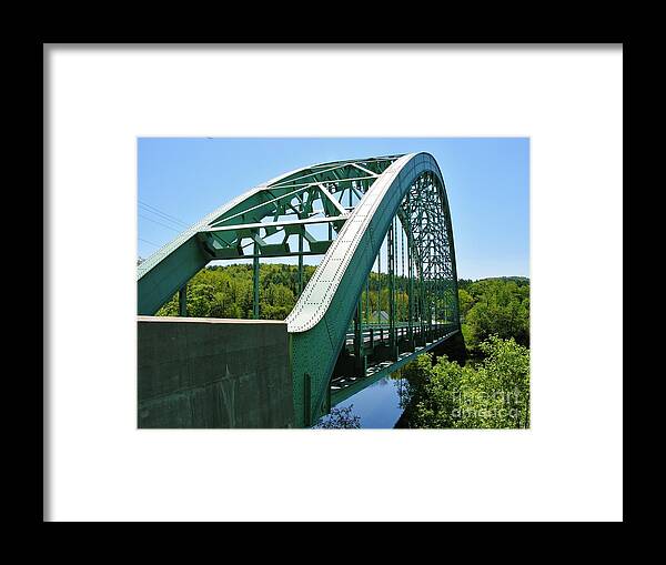 Suspension Bridge Framed Print featuring the photograph Bridge Spanning Connecticut River by Sherman Perry