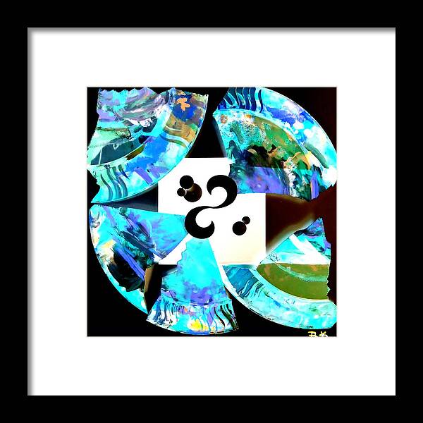 Plate Framed Print featuring the digital art Broken Plate Inverted by Ron Kandt