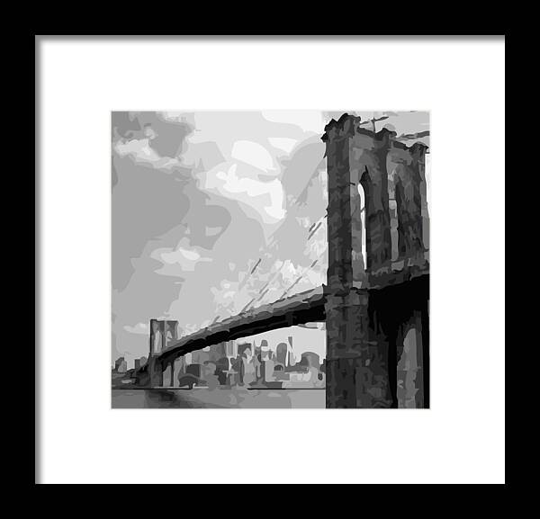 New York Framed Print featuring the photograph Brooklyn Bridge BW16 by Scott Kelley