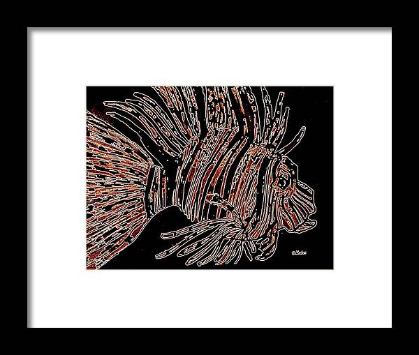Fish Framed Print featuring the digital art Brown Lion Fish by Susan Kubes