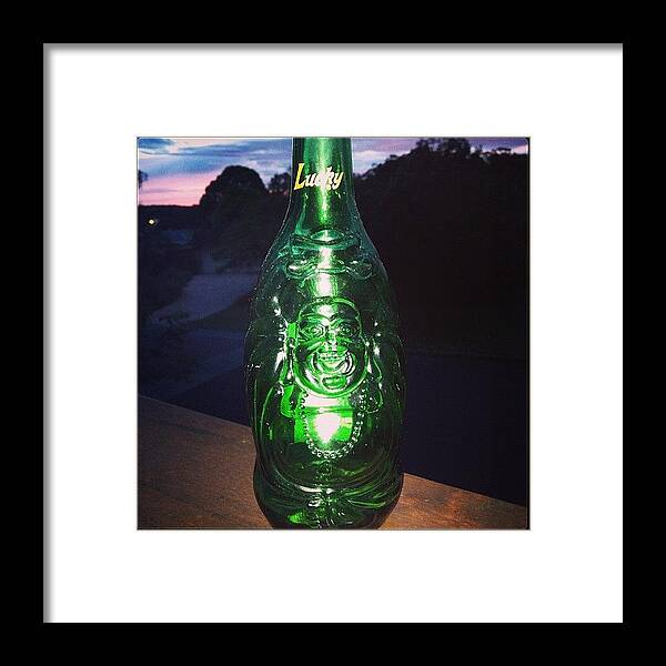 Decorative Framed Print featuring the photograph Buddha Beer Bottle #buddha #bottle by Shikoba Photography