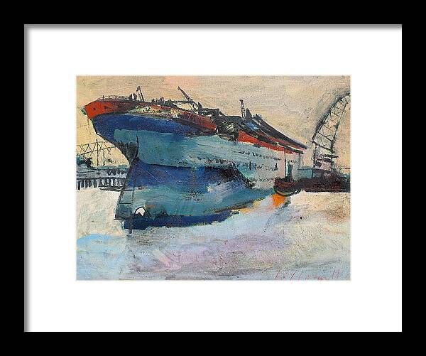Paintings Framed Print featuring the painting Building the Titanic by Les Leffingwell
