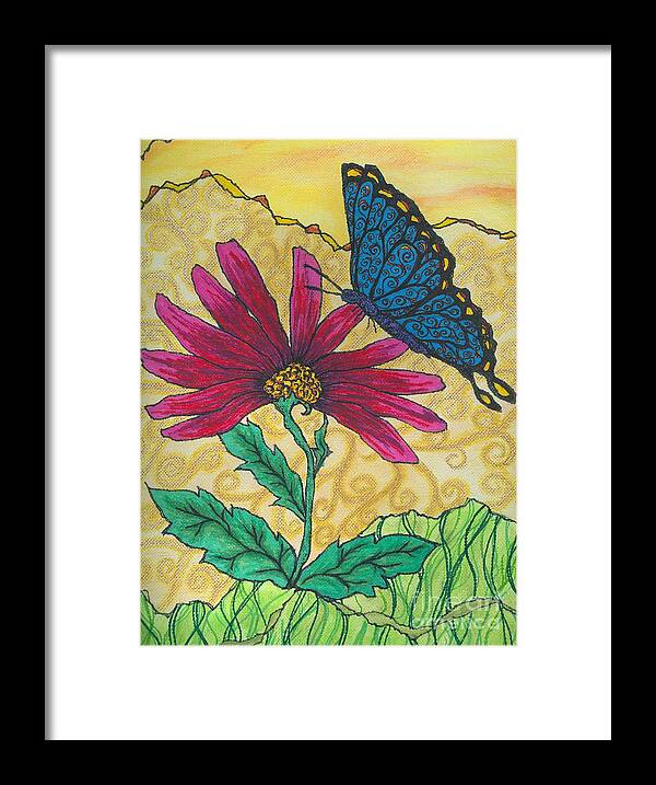 Butterfly Framed Print featuring the painting Butterfly Explorations by Denise Hoag