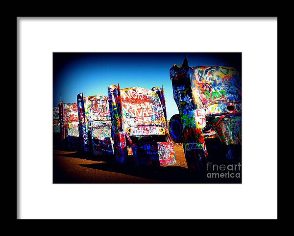 Cadillac Ranch Framed Print featuring the photograph Cadillacs on Route66 by Susanne Van Hulst