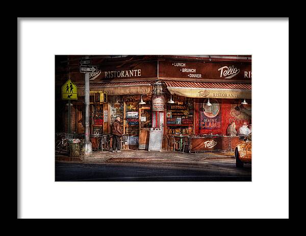 New York Framed Print featuring the photograph Cafe - NY - Chelsea - Tello Ristorante by Mike Savad