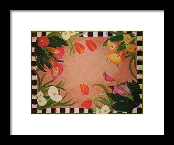 Calla Lilly Framed Print featuring the painting Calla Lilly Garden by Cindy Micklos