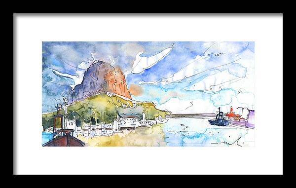 Travel Framed Print featuring the painting Calpe Harbour 06 by Miki De Goodaboom