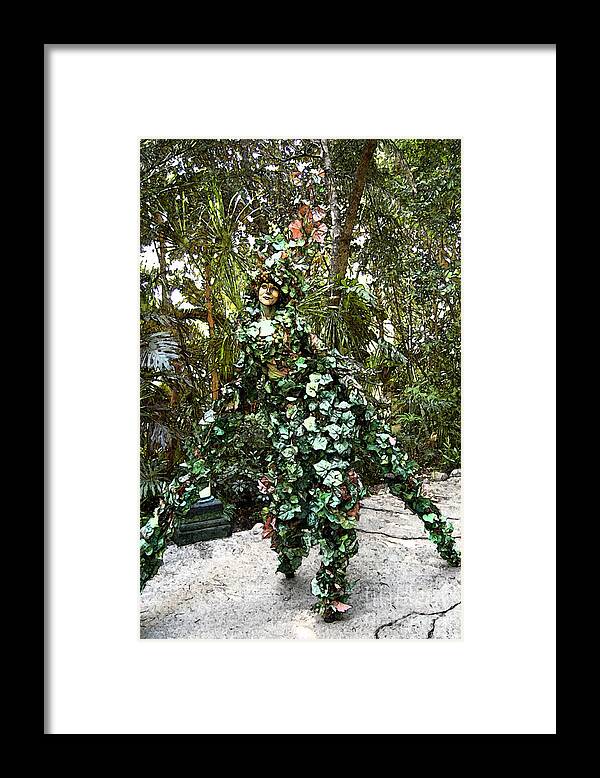 Disney World Framed Print featuring the digital art Camouflaged Tree Street Performer Animal Kingdom Walt Disney World Prints Fresco by Shawn O'Brien