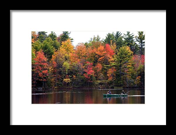 Canoe Framed Print featuring the photograph Canoeing In Autumn by Larry Landolfi