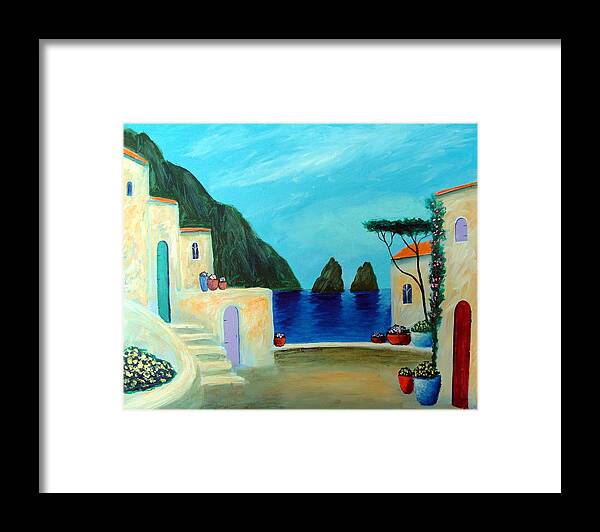  Framed Print featuring the painting Capri Villa by Larry Cirigliano