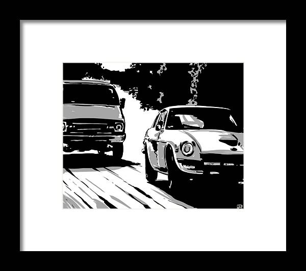 Cars Framed Print featuring the digital art Car Passing nr 2 by Giuseppe Cristiano