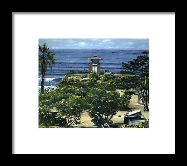 Cardiff By The Sea Framed Print featuring the painting Cardiff State Beach by Lisa Reinhardt