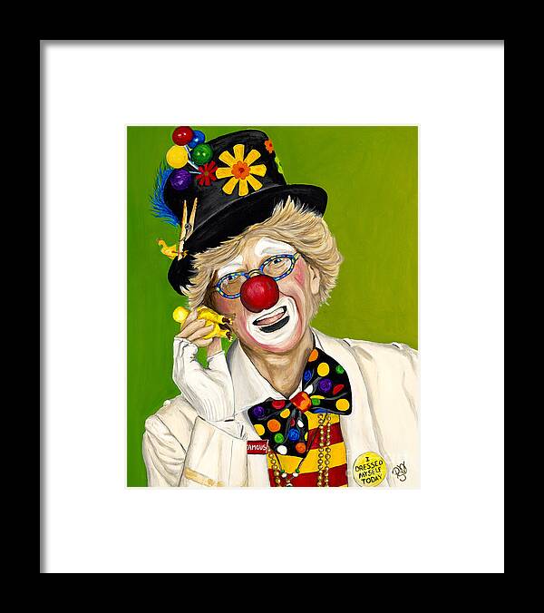 Clown Framed Print featuring the painting Careful the Clown by Patty Vicknair