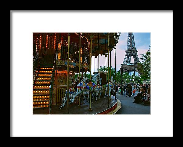 Paris Framed Print featuring the photograph Carousel and Eiffel Tower by Eric Tressler