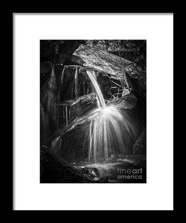 Black And White Water Detail Framed Print featuring the photograph Cascade Detail by David Waldrop