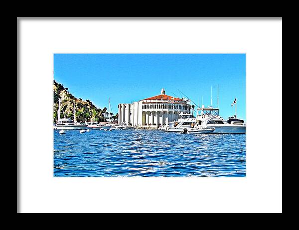 Catalina Framed Print featuring the photograph Catalina Casino view from a boat by Lauren Serene