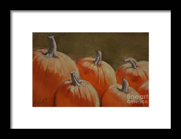 Pumpkins Framed Print featuring the painting Catching Some Rays by Linda Eades Blackburn