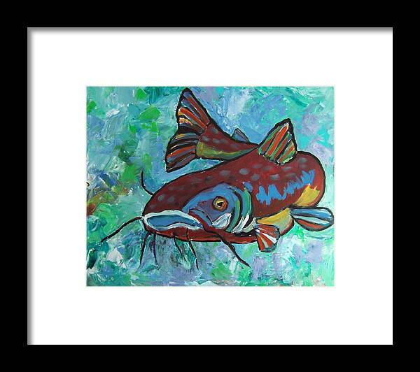 Fish Framed Print featuring the painting Catfish by Krista Ouellette