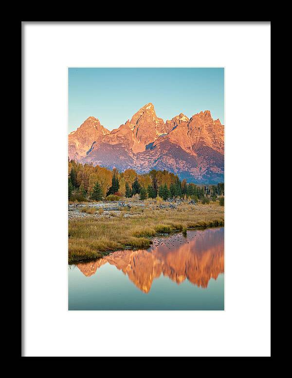 Grand Teton Framed Print featuring the photograph Cathedral Group Reflection by D Robert Franz