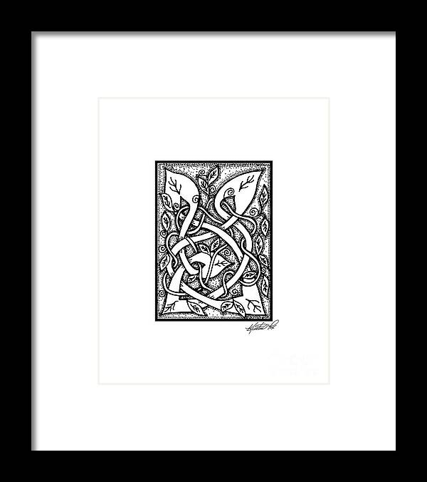 Artoffoxvox Framed Print featuring the drawing Celtic Entwined Vines by Kristen Fox