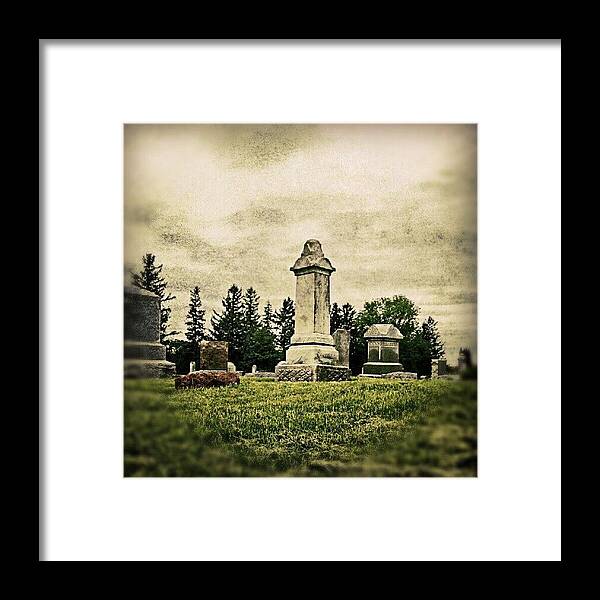 Beautiful Framed Print featuring the photograph #cemetery #clouds #cloudyday #sunrise by Bryan P