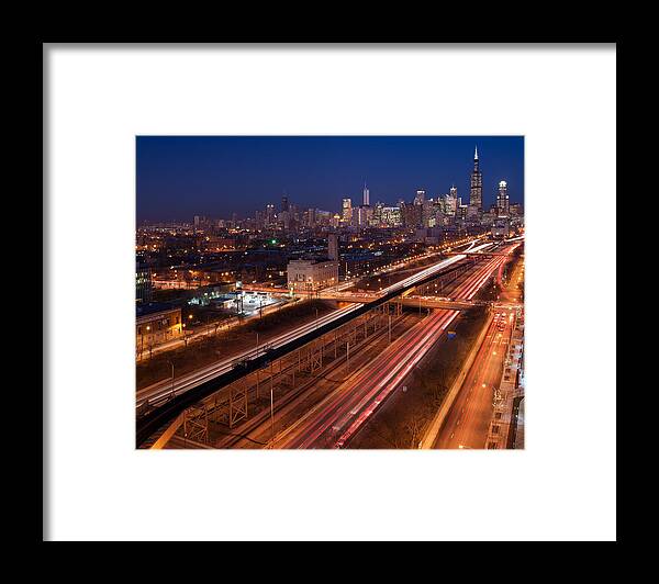 Aerial Framed Print featuring the photograph Chicago Illumina by Steve Gadomski