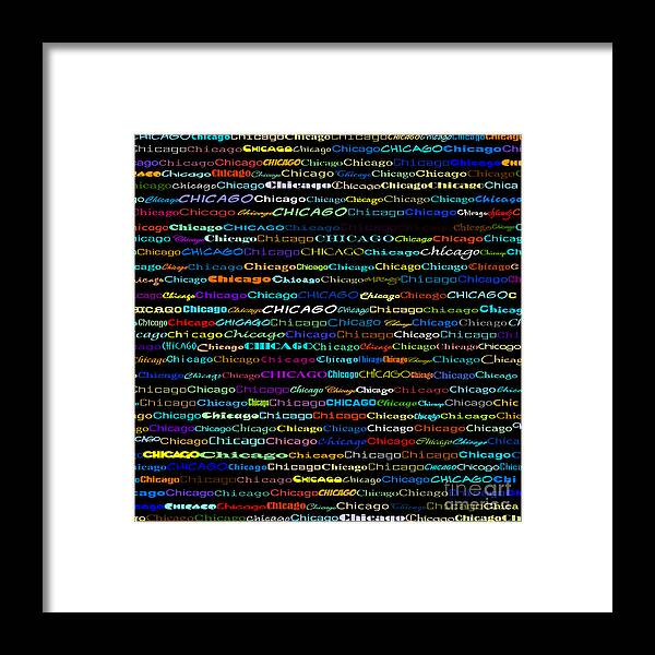 Chicago Framed Print featuring the digital art Chicago Text Design I by Susan Stevenson