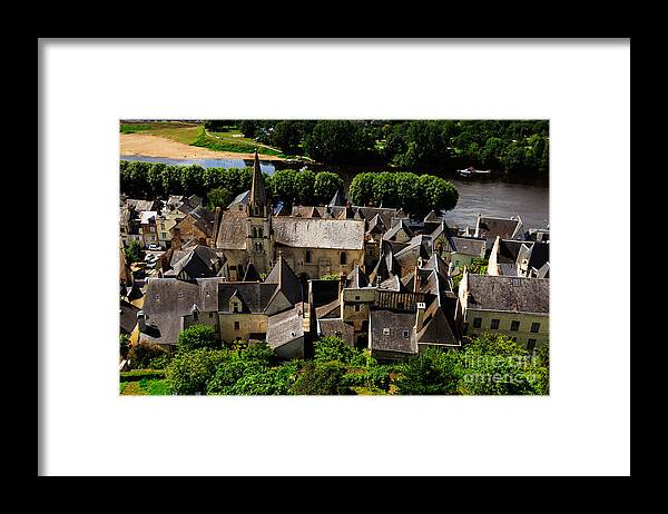 From Above Framed Print featuring the photograph Chinon and the Loire River by Louise Heusinkveld