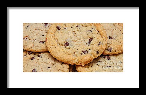 Andee Design Chocolate Chip Cookie Framed Print featuring the photograph Chocolate Chip Cookies Pano by Andee Design