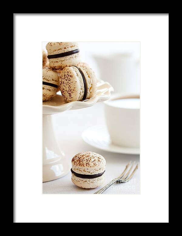 Macarons Framed Print featuring the photograph Chocolate macarons by Ruth Black