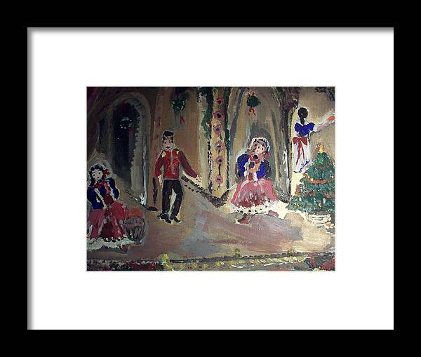 Stage Framed Print featuring the painting Christmas Edwardian Ballet by Judith Desrosiers
