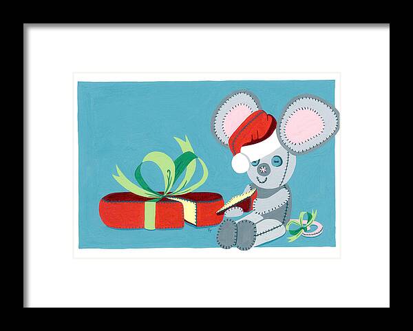 Christmas Framed Print featuring the painting Christmas Mouse by Terry Taylor