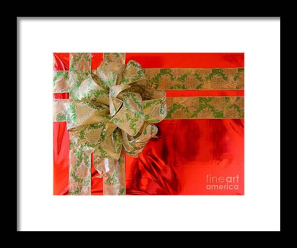 Christmas Package Framed Print featuring the photograph Christmas Package in Red by Mary Deal