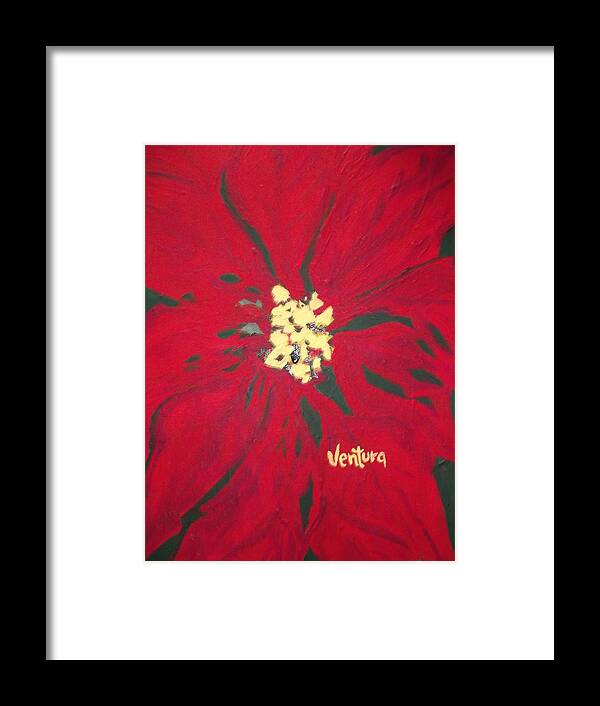 Christmas Framed Print featuring the painting Christmas Pointsietta by Clare Ventura