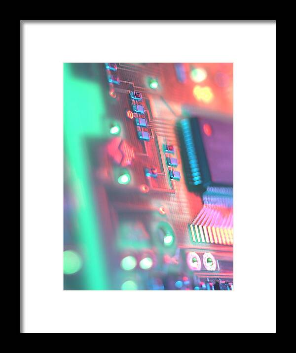 Close Up Framed Print featuring the photograph Circuit Board by Tek Image
