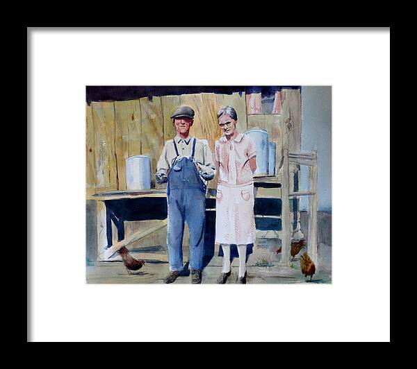 Old Timey Framed Print featuring the painting Clarence and Sophyra Hartness by Mimi Boothby
