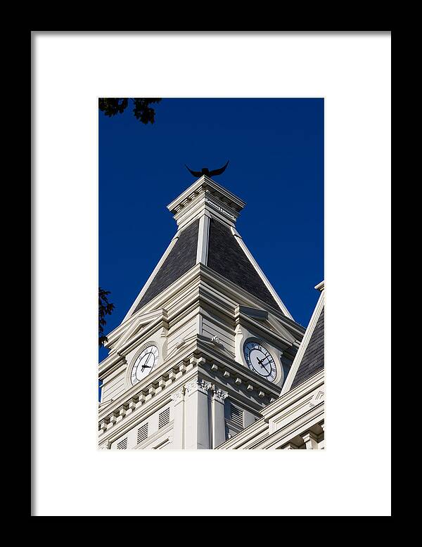 Architecture Framed Print featuring the photograph Clarksville Historic Courthouse Clock Tower by Ed Gleichman