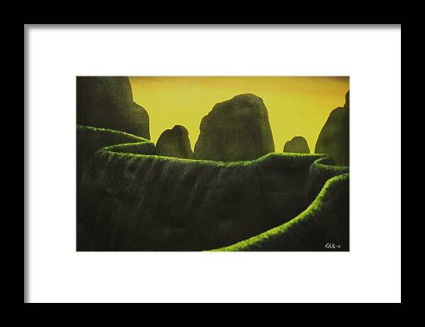 Cliff Framed Print featuring the painting Cliffs by Edwin Alverio