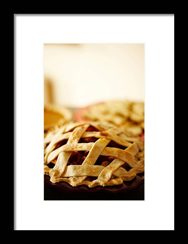 Vertical Framed Print featuring the photograph Close-up Of Fresh Pie With Lattice Pattern Crust by Jupiterimages