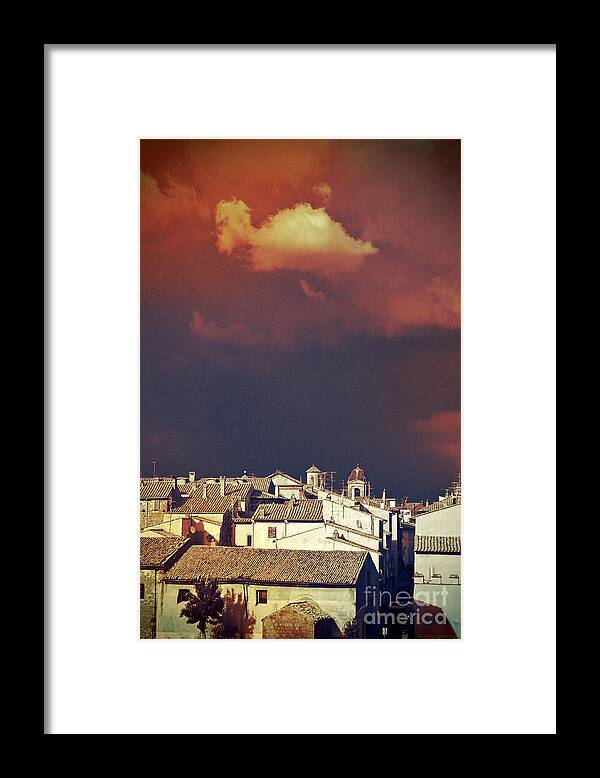 Cloud Framed Print featuring the photograph Cloud over Tuscania village II - Italy by Silvia Ganora