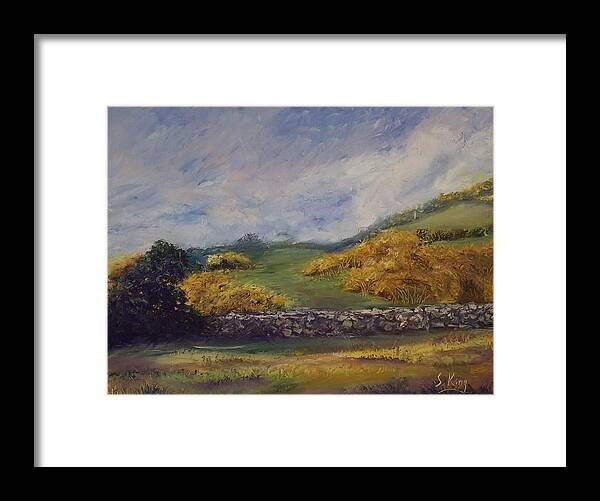 Landscape Framed Print featuring the painting Clover Fields by Stephen King