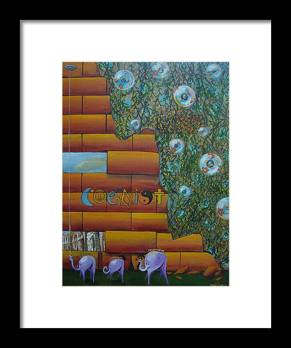 Coexist Framed Print featuring the painting Coexist by Mindy Huntress